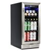 Built-in and Freestanding 15" Mini Beverage Refrigerator/Wine Cabinet, 120 Cans, 34-65¬∞F, Quiet, Adjustable Shelves, Touch Controls, Defrost, Kitchen