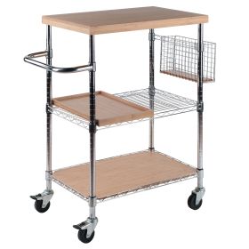 Madera Utility Kitchen Cart; Bamboo and Chrome