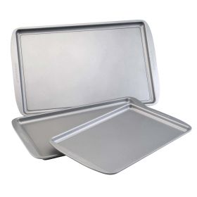 Farberware Nonstick Bakeware 3-Piece Cookie Pan Set, Gray