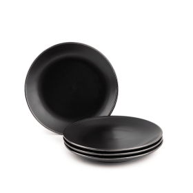 Thyme & Table Dinnerware Black Onyx Stoneware Salad Round Plates, 4 Pack