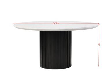 ACME Jaramillo Round Dining Table, Engineering Marble Top & Black Finish DN02141