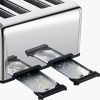 Toaster 4 Slice, Geek Chef Stainless Steel Extra-Wide Slot Toaster with Dual Control Panels of Bagel/Defrost/Cancel Function, 6 Toasting Bread Shade S