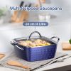 Casserole Dish; Square Induction Saucepan with Lid; 24cm/ 4L Stock Pots Non Stick Saucepan; Aluminum Ceramic Coating Cooking Pot - PFOA Free; Suitable