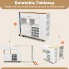 Reversible Folding Kitchen Island Cart with Wine Rack and Spice Rack