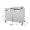 ORIKOOL Commercial 48" Undercounter Freezer 11.1 Cu. Ft. Double Door Stainless Steel Commercial Freezer