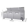 ORIKOOL Commercial 93" Triple Door Stainless Steel Refrigerated Salad Pizza Prep Table Commercial Refrigerator Restaurant Refrigerator ETL Certificati