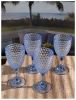 Designer Acrylic Diamond Cut Blue Wine Glasses Set of 4 (12oz), Premium Quality Unbreakable all purpose wine glasses