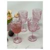 Designer Acrylic Paisley Pink Wine Glasses Set of 4 (13oz), Premium Quality Unbreakable Stemmed Acrylic Wine Glasses for All Purpose Red or White Wine