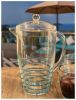 2.5 Quarts Designer Swirl Blue Acrylic Pitcher with Lid, Crystal Clear Break Resistant Premium Acrylic Pitcher for All Purpose BPA Free