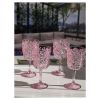 Designer Acrylic Paisley Pink Wine Glasses Set of 4 (13oz), Premium Quality Unbreakable Stemmed Acrylic Wine Glasses for All Purpose Red or White Wine