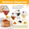 1pc Honey Dispenser, No Drip Maple Syrup Dispenser, Honey Comb Shaped Honey Pot, Honey Jar With Storage Stand, 8oz Capacity