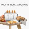 (Don't sell on Amazon) Toaster 4 slices, geek chef stainless steel extra-wide slot toaster, dual control panel with bagel/defrost/cancel function, 6 s