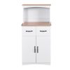 Wooden Kitchen Cabinet White Pantry Storage Microwave Cabinet with Storage Drawer