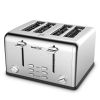 (Don't sell on Amazon) Toaster 4 slices, geek chef stainless steel extra-wide slot toaster, dual control panel with bagel/defrost/cancel function, 6 s