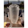 2.5 Quarts Designer Diamond Cut Clear Acrylic Pitcher with Lid, Crystal Clear Break Resistant Premium Acrylic Pitcher for All Purpose BPA Free