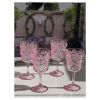 Designer Acrylic Paisley Pink Wine Glasses Set of 4 (13oz), Premium Quality Unbreakable Stemmed Acrylic Wine Glasses for All Purpose Red or White Wine