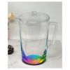 2.75 Quarts Designer Oval Halo Rainbow Acrylic Pitcher with Lid, Crystal Clear Break Resistant Premium Acrylic Pitcher for All Purpose BPA Free