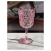 Designer Acrylic Paisley Pink Wine Glasses Set of 4 (13oz), Premium Quality Unbreakable Stemmed Acrylic Wine Glasses for All Purpose Red or White Wine