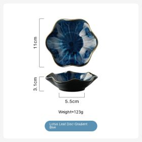 Nordic Tableware Saucer Hot Pot Sauce Dish Ceramic Tableware Plate (Option: Lotus Leaf Dish Gradient Blue)