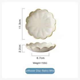 Nordic Tableware Saucer Hot Pot Sauce Dish Ceramic Tableware Plate (Option: Sunflower Dish Retro White)