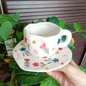 Vintage Floral Afternoon Tea Cup And Saucer Ins (Option: White Floral-260ml)