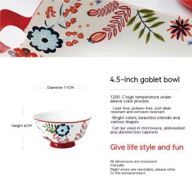 Home American Tableware Hand Drawn Creative Floral Style (Option: 4.5inch high bowl)