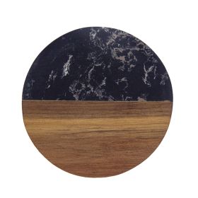 Creative Marble Cup Heat Shielding Coaster (Option: Round Half Split Black)