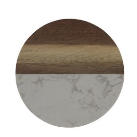 Creative Marble Cup Heat Shielding Coaster (Option: Round Half Split White)