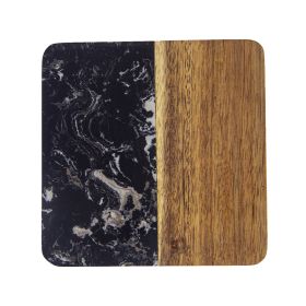 Creative Marble Cup Heat Shielding Coaster (Option: Square Half Black)