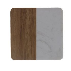 Creative Marble Cup Heat Shielding Coaster (Option: Square Half Split White)