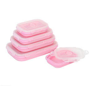 Adjustable Storage Containers - BPA free & microwave safe (Color: Pink, size: 550ML)