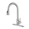 Single Handle High Arc Brushed Nickel Pull out Kitchen Faucet,Single Level Stainless Steel Kitchen Sink Faucets with Pull down Sprayer