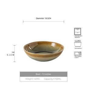 Household Japanese Retro Style Ceramic Bowl (Option: Kiln Baked Open)