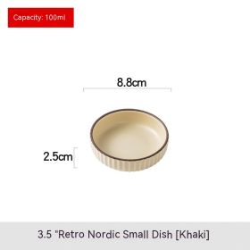 Ceramic Snack Plate Sauce Dipping Cold Dish Seasoning Dish (Option: Saucer Khaki)