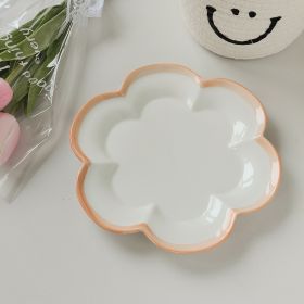 Flower-shaped Cute Ceramic Dessert Plate (Option: Pink Edge Plate 20cm)