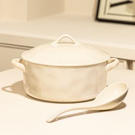 Household Porcelain Soup Bowl With Lid (Option: White Coffee Bowl Spoon)