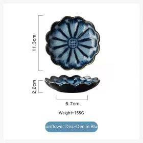 Nordic Tableware Saucer Hot Pot Sauce Dish Ceramic Tableware Plate (Option: Sunflower Dish Gradient Blue)