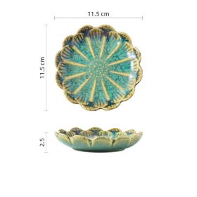 Nordic Tableware Saucer Hot Pot Sauce Dish Ceramic Tableware Plate (Option: Sunflower Dish Jade Green)