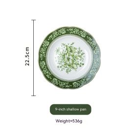 French Court Classical Retro Garden European Ceramic Dinner Plate (Option: 9Inch Shallow Plate)