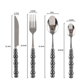 Ceramic Pearl Handle Knife Fork And Spoon Household Eating Soup Spoon Western Foodsteak Knife And Fork (Option: black set)