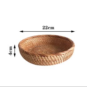 Simple Rattan Round Fruit Storage Basket (Option: Light Round Edge Medium)