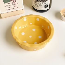 Korean Cute Polka Dot Lace Bowl (Color: Yellow)