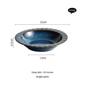 Kiln Baked Starry Sky Ceramic Rice Bowls And Plates (Option: Sky Blue-8.5Inch Deep Disc)