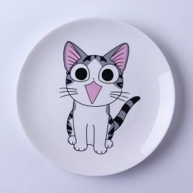 Cartoon Cat Western-style Ceramic Plate (Option: Happy)