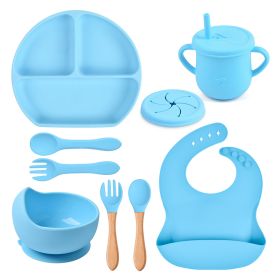 Silicone Solid Color Babies' Tableware Set (Option: Y9-B)