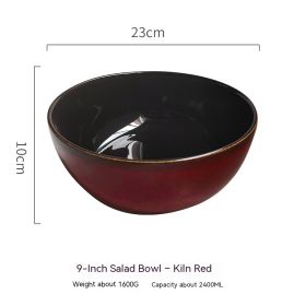 Creative Large Size Retro Tableware Household Bowl Porcelain Bowl (Color: Red)