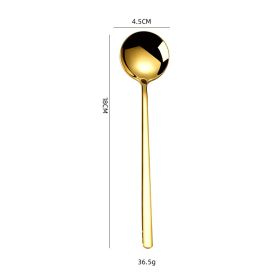 304 Stainless Steel Household Golden Round Head Spoon Creative (Option: 304 Round Spoon Gold)